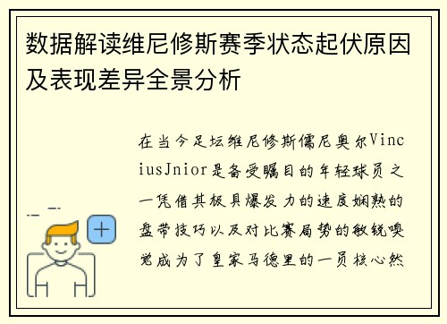 数据解读维尼修斯赛季状态起伏原因及表现差异全景分析